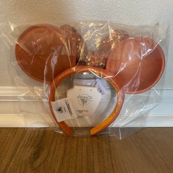 Disney Parks Sequin Minnie Ears Headband | Peach, Coral, Apricot, Orange - Picture 4 of 5